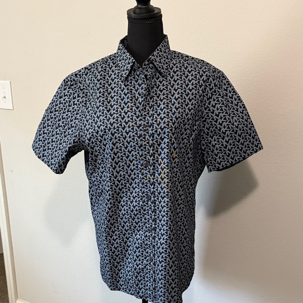 Michael Kors Men's Black and Gray Geometric Shirt - no tags but never worn.